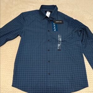 Kenneth Cole Blue Patterned Casual Shirt